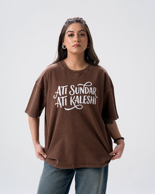 Ati Sundar Ati Kaleshi Acid Wash T-Shirt — Brown