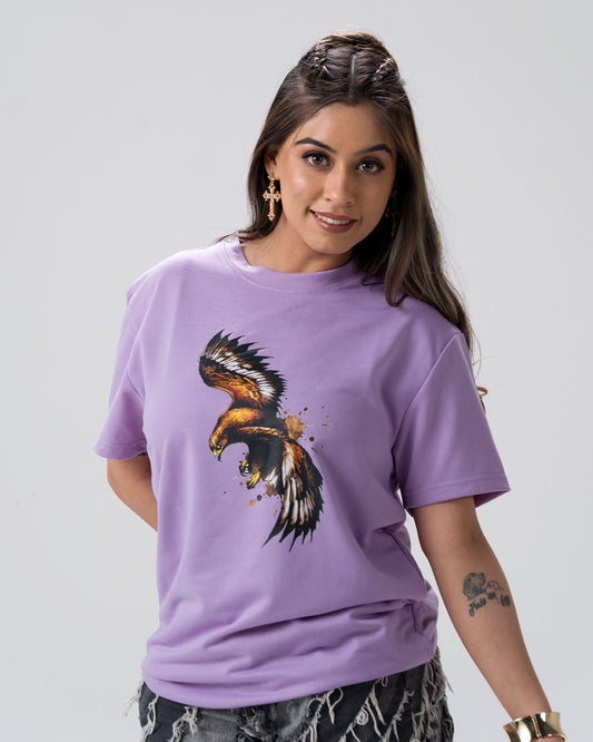Eagle Print Screen Print T-Shirt — Lavender