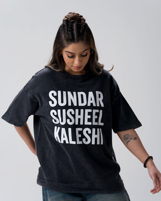 Sundar Susheel Kaleshi Acid Wash T-Shirt — Black