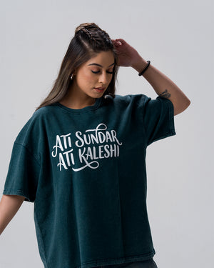 Ati Sundar Ati Kaleshi Acid Wash T-Shirt — Bottle Green