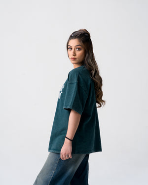 Ati Sundar Ati Kaleshi Acid Wash T-Shirt — Bottle Green