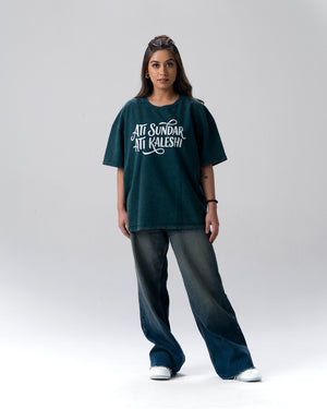 Ati Sundar Ati Kaleshi Acid Wash T-Shirt — Bottle Green