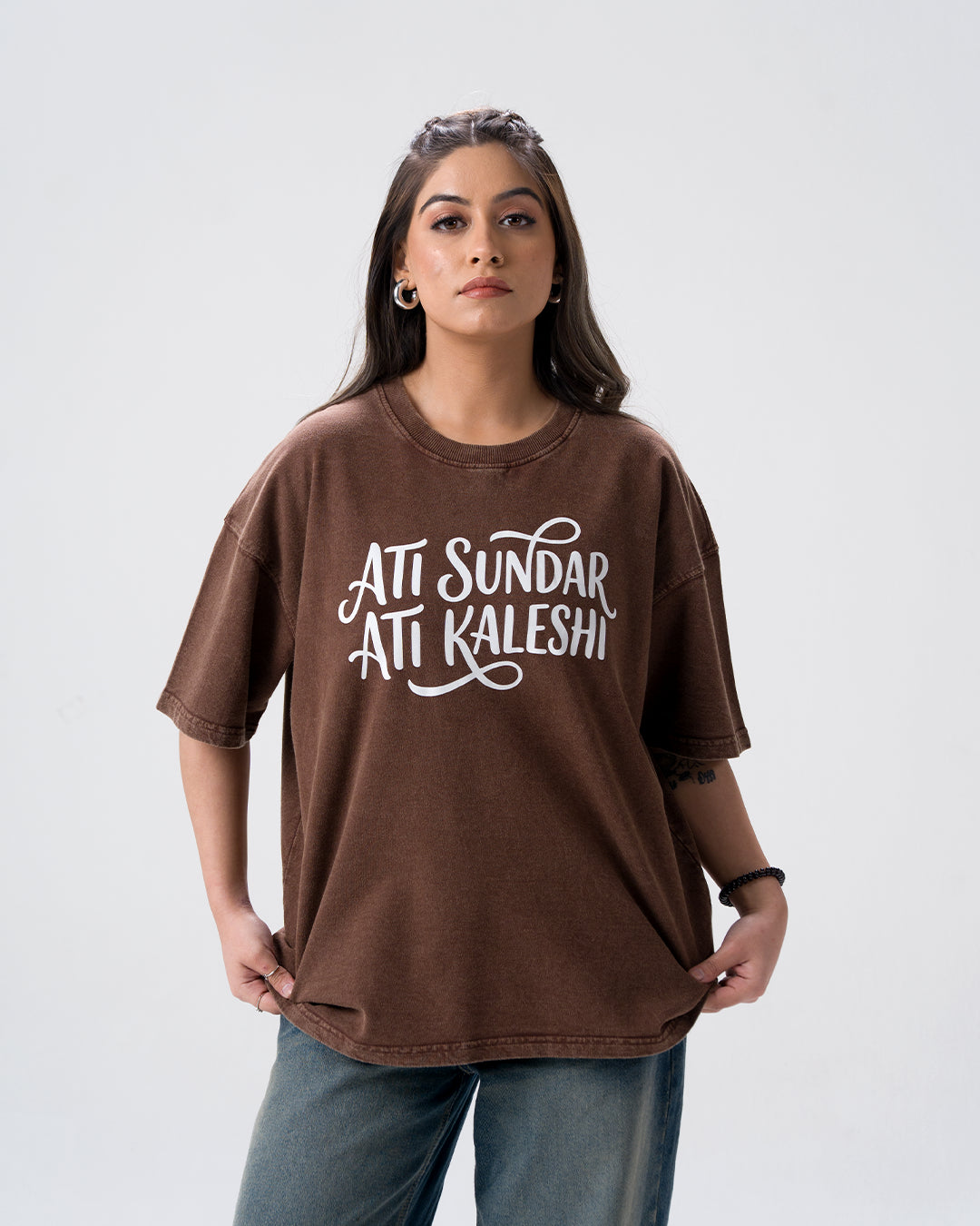 Ati Sundar Ati Kaleshi Acid Wash T-Shirt — Brown