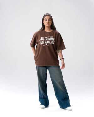 Ati Sundar Ati Kaleshi Acid Wash T-Shirt — Brown
