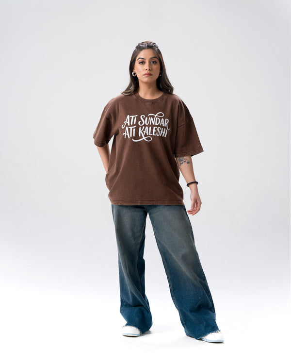 Ati Sundar Ati Kaleshi Acid Wash T-Shirt — Brown