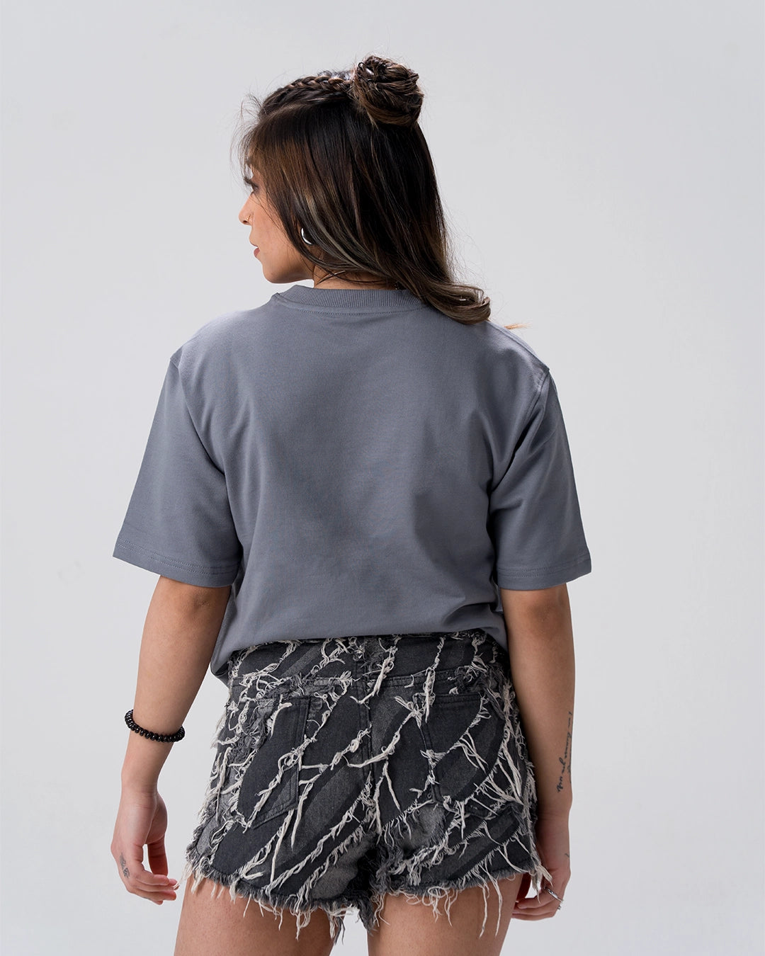Sly Fox Embroidery T-Shirt — Blue Grey
