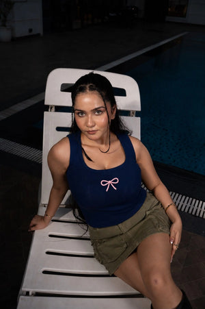 Navy Blue Bow Tank