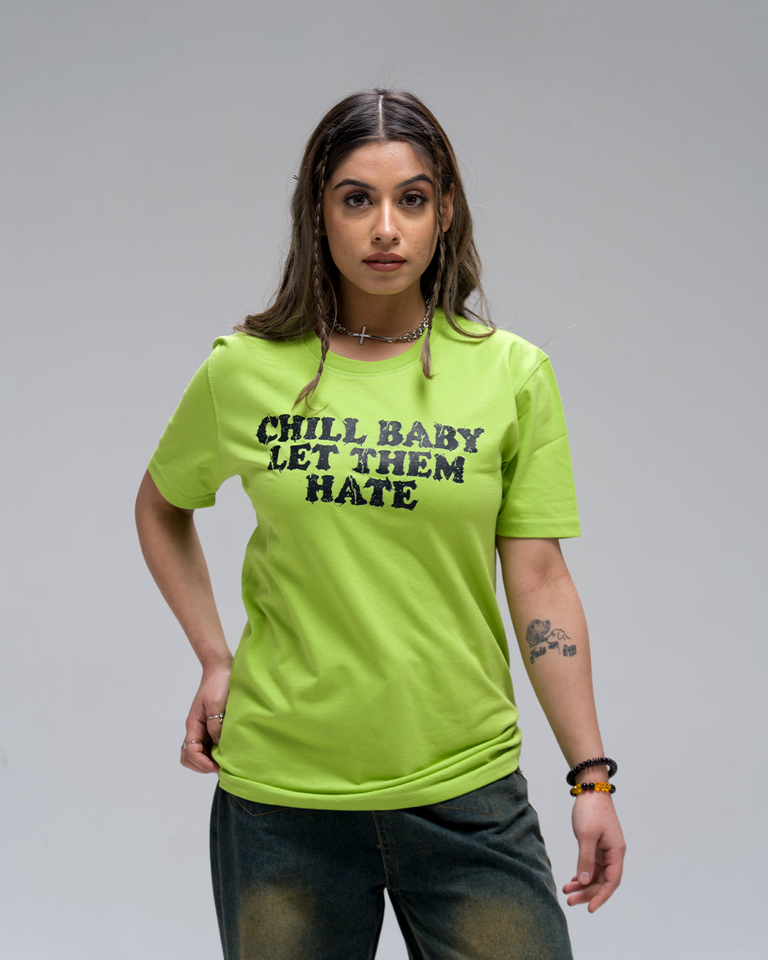 Chill Baby Let Them Hate Acid Wash T-Shirt — Green