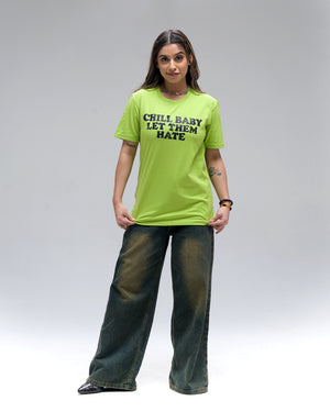 Chill Baby Let Them Hate Acid Wash T-Shirt — Green
