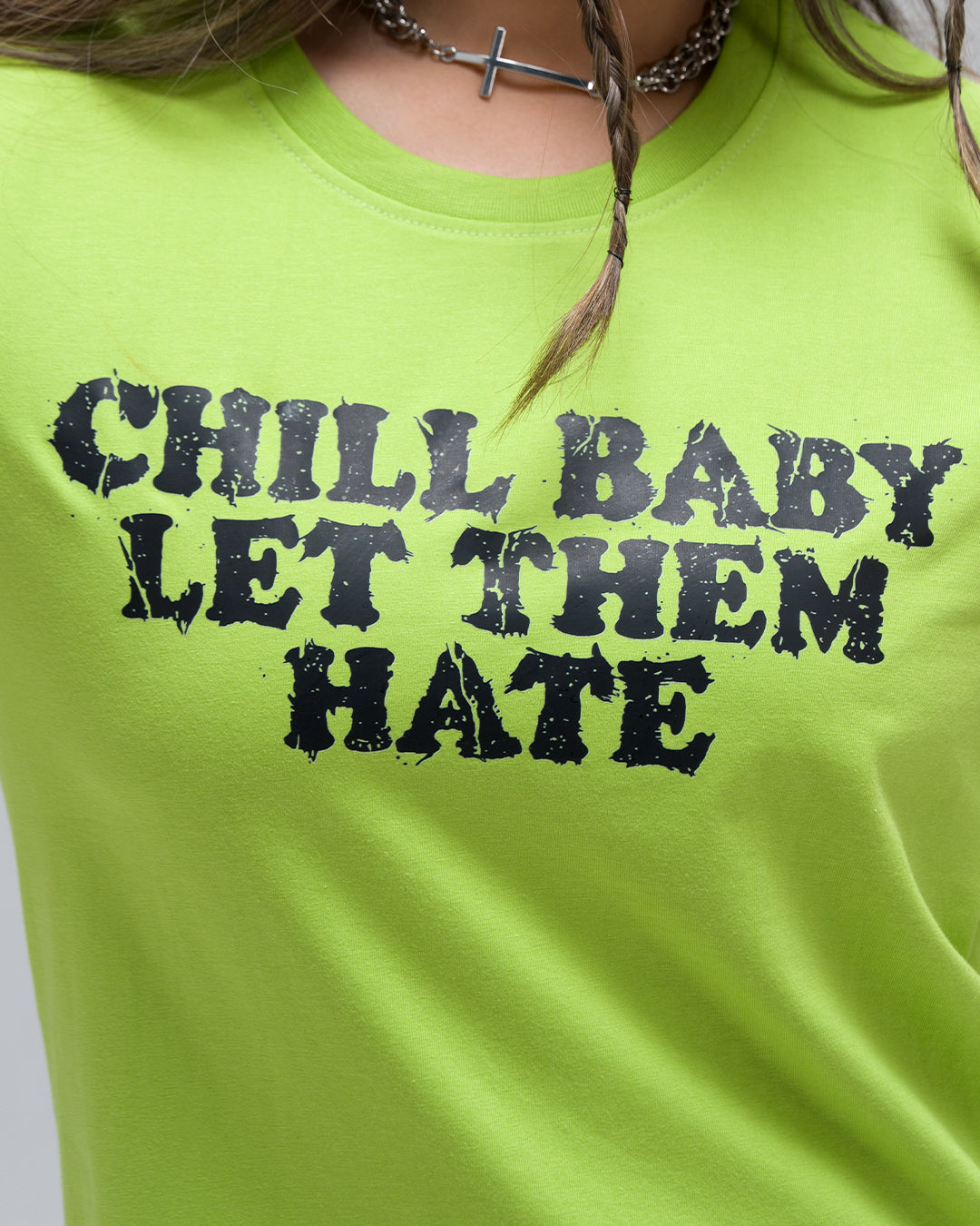 Chill Baby Let Them Hate Acid Wash T-Shirt — Green