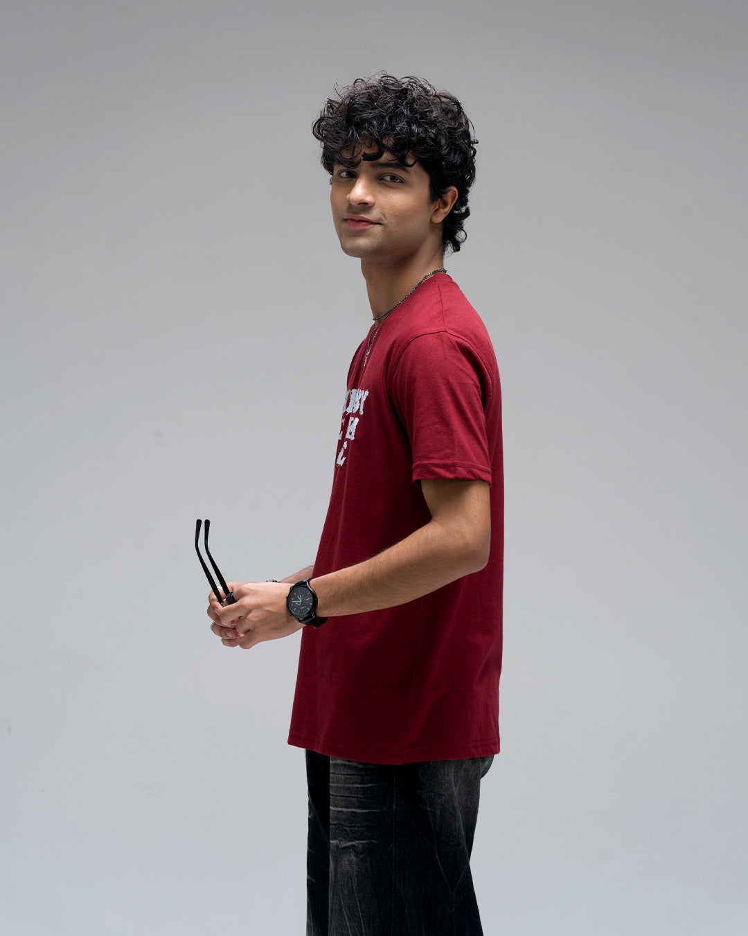 Chill Baby Let Them Hate Acid Wash T-Shirt — Maroon
