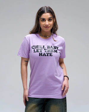 Chill Baby Let Them Hate Acid Wash T-Shirt — Lavender