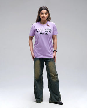 Chill Baby Let Them Hate Acid Wash T-Shirt — Lavender