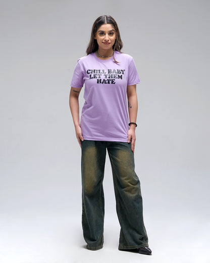 Chill Baby Let Them Hate Acid Wash T-Shirt — Lavender