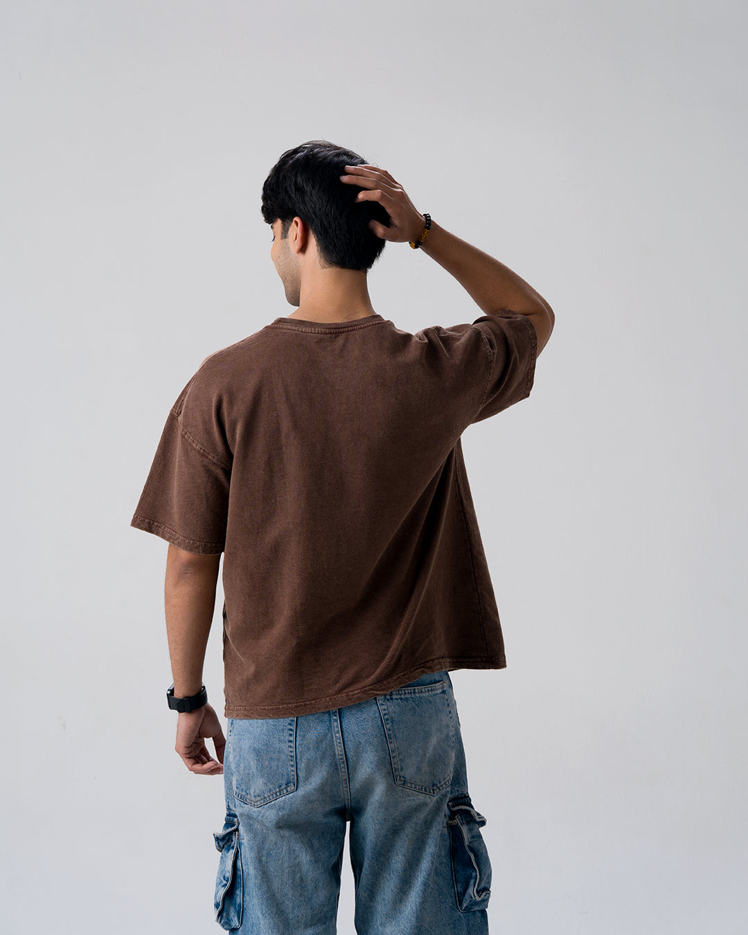 Vibin Ignore Them Acid Wash T-Shirt — Brown