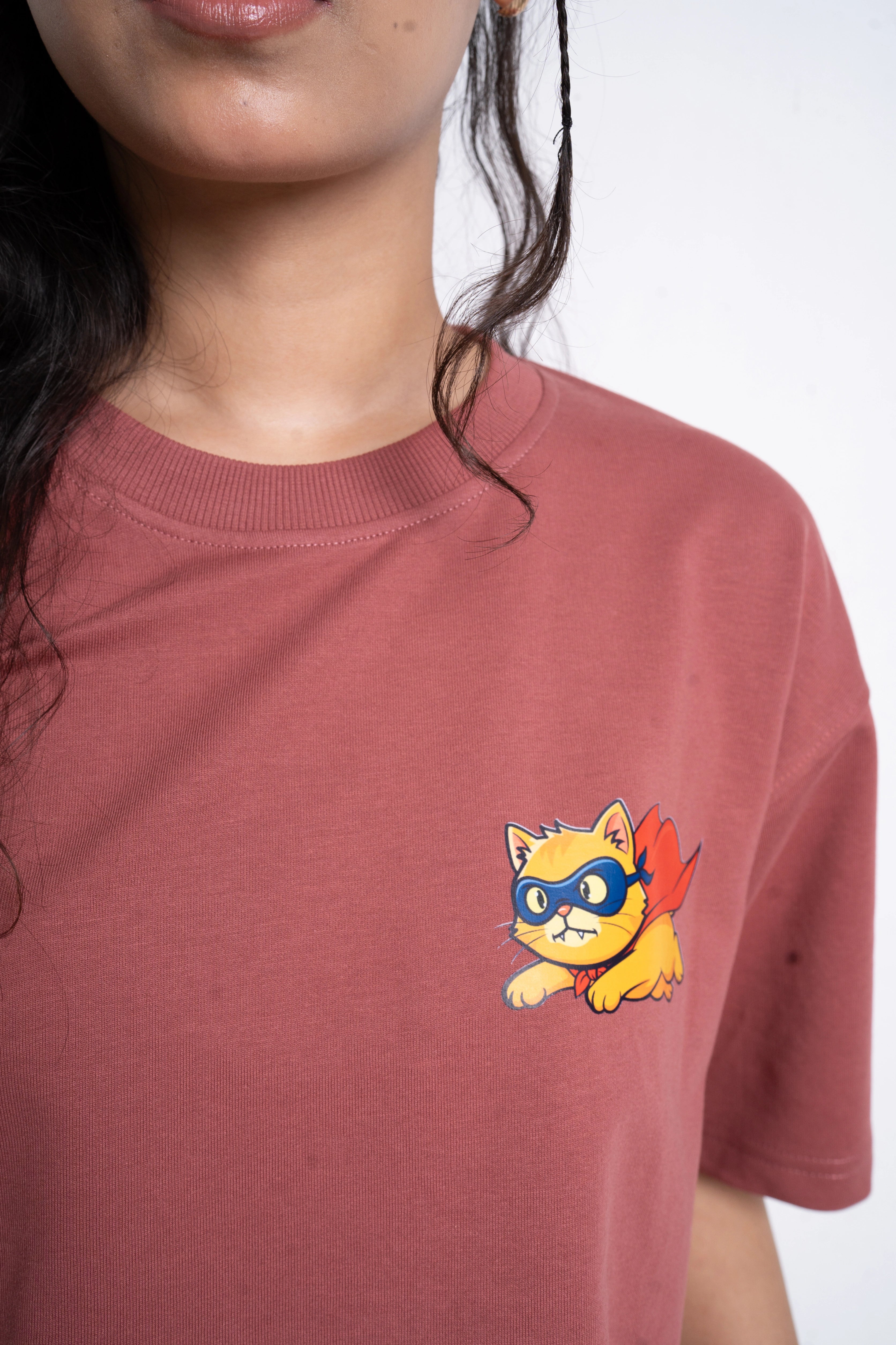 Dusty Rose Cat Front Tee