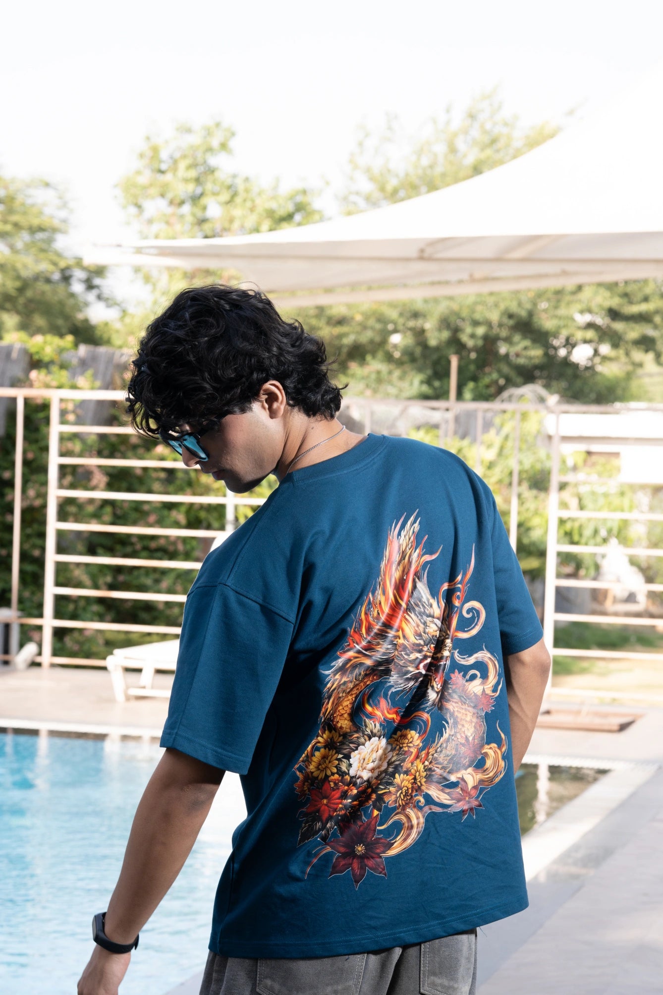 Indigo Blue Dragon Back Tee