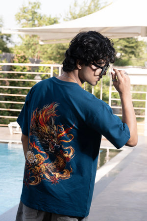 Indigo Blue Dragon Back Tee