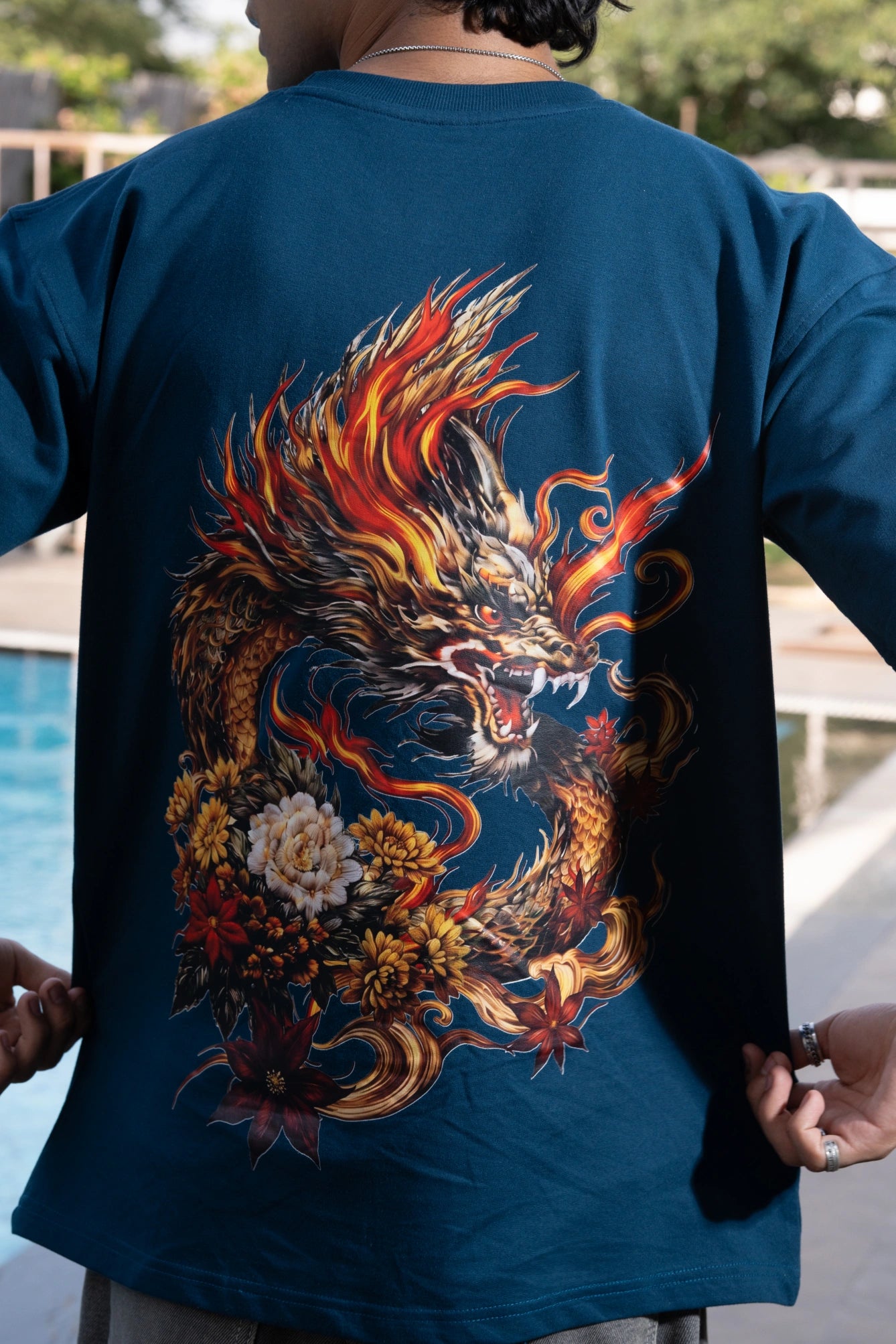 Indigo Blue Dragon Back Tee