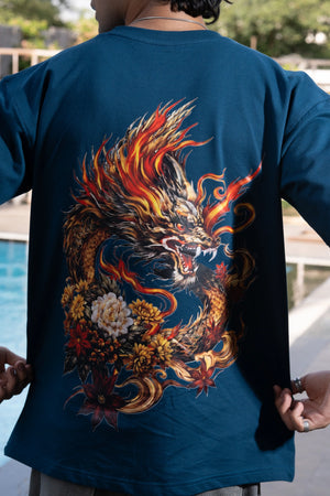 Indigo Blue Dragon Back Tee