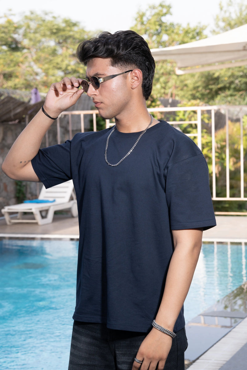 Navy Blue Flying Owl Back Tee