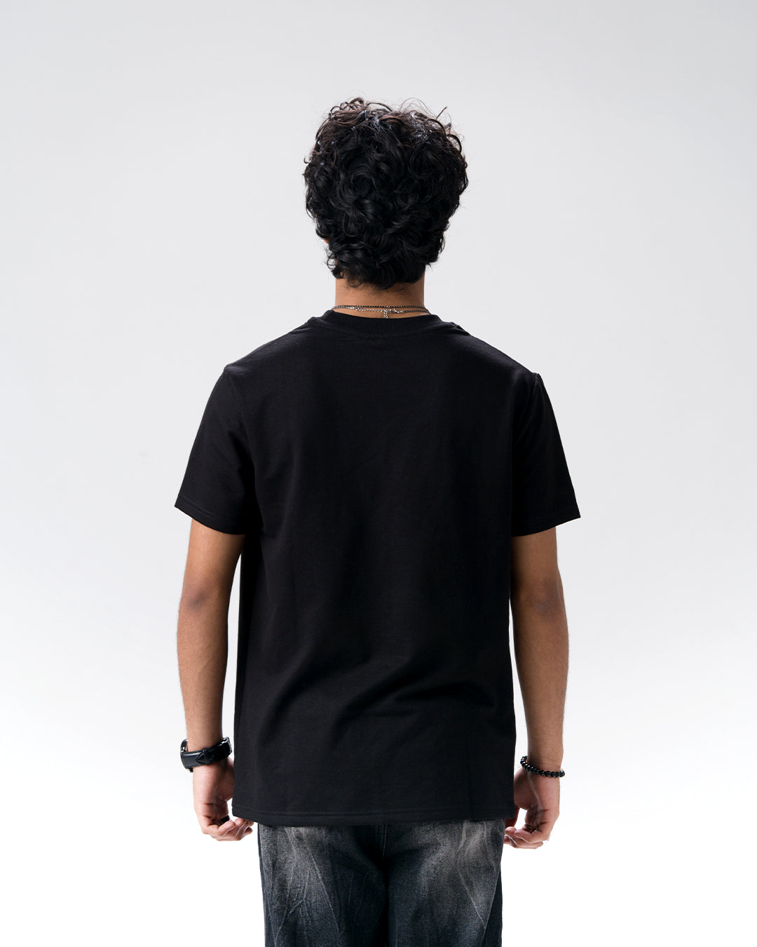 Eagle Print Screen Print T-Shirt — Black