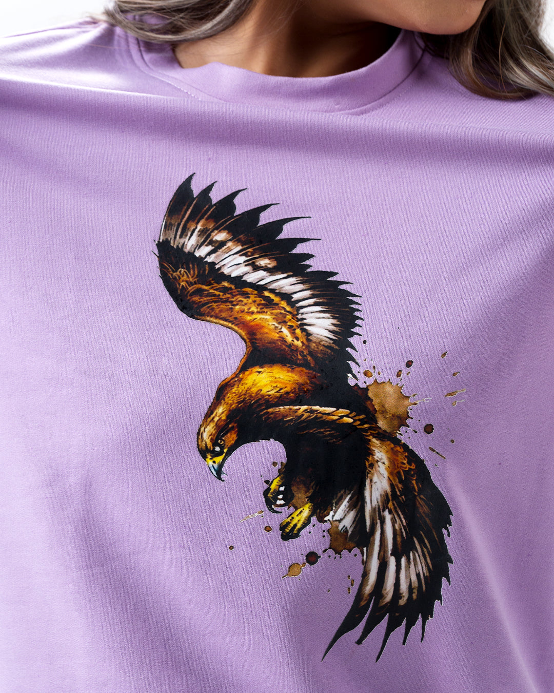 Eagle Print Screen Print T-Shirt — Lavender