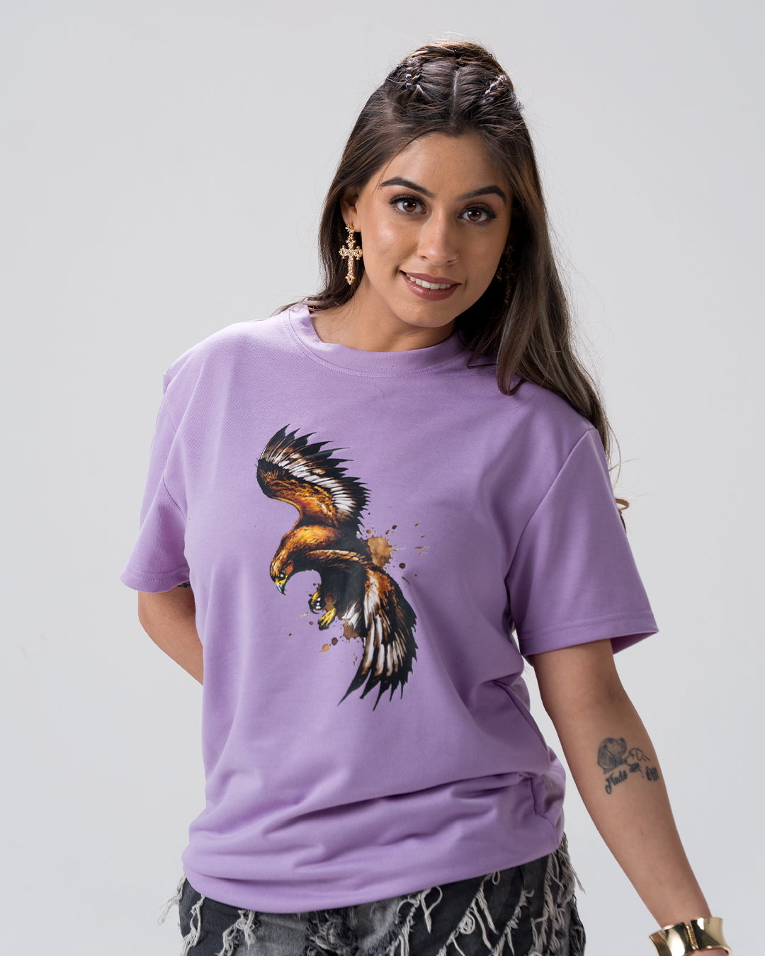 Eagle Print Screen Print T-Shirt — Lavender