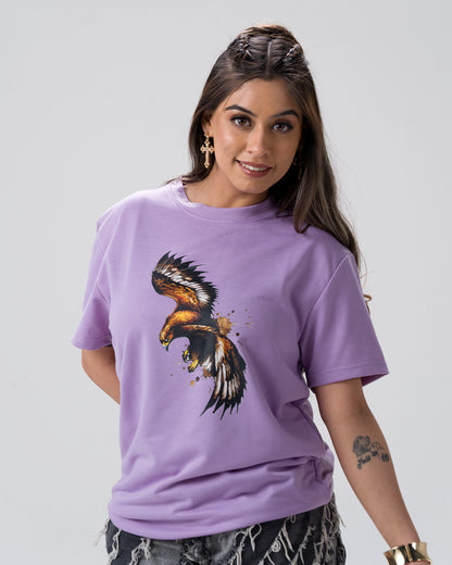 Eagle Print Screen Print T-Shirt — Lavender