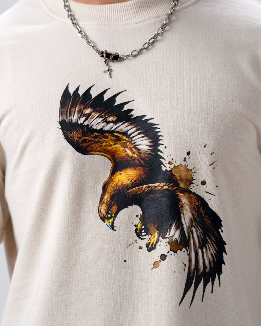Eagle Print Screen Print T-Shirt — Off White