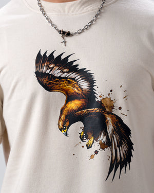 Eagle Print Screen Print T-Shirt — Off White