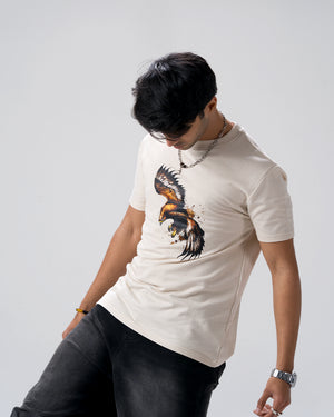 Eagle Print Screen Print T-Shirt — Off White