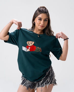Wild Bear Embroidery T-Shirt — Green