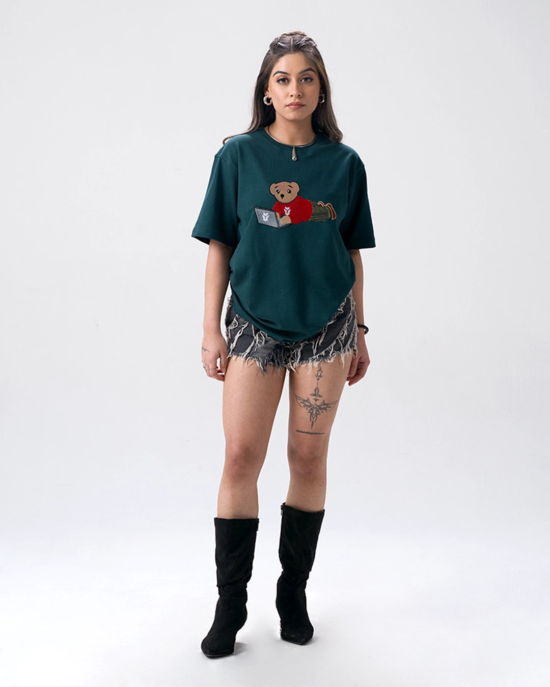 Wild Bear Embroidery T-Shirt — Green