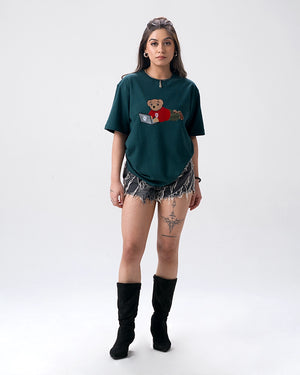 Wild Bear Embroidery T-Shirt — Green