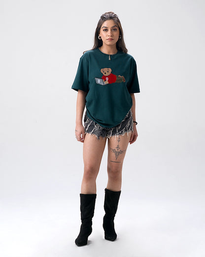 Wild Bear Embroidery T-Shirt — Green