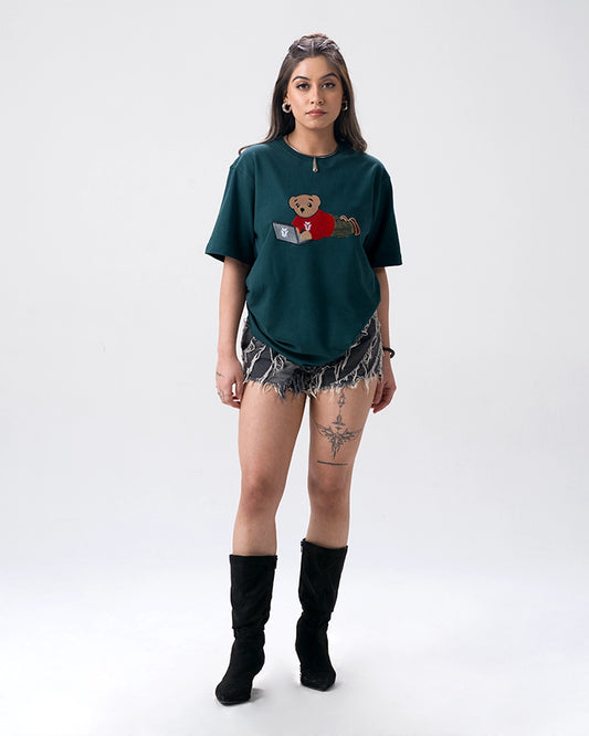 Wild Bear Embroidery T-Shirt — Green