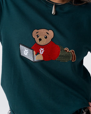 Wild Bear Embroidery T-Shirt — Green
