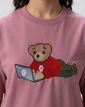 Wild Bear Embroidery T-Shirt — Pink
