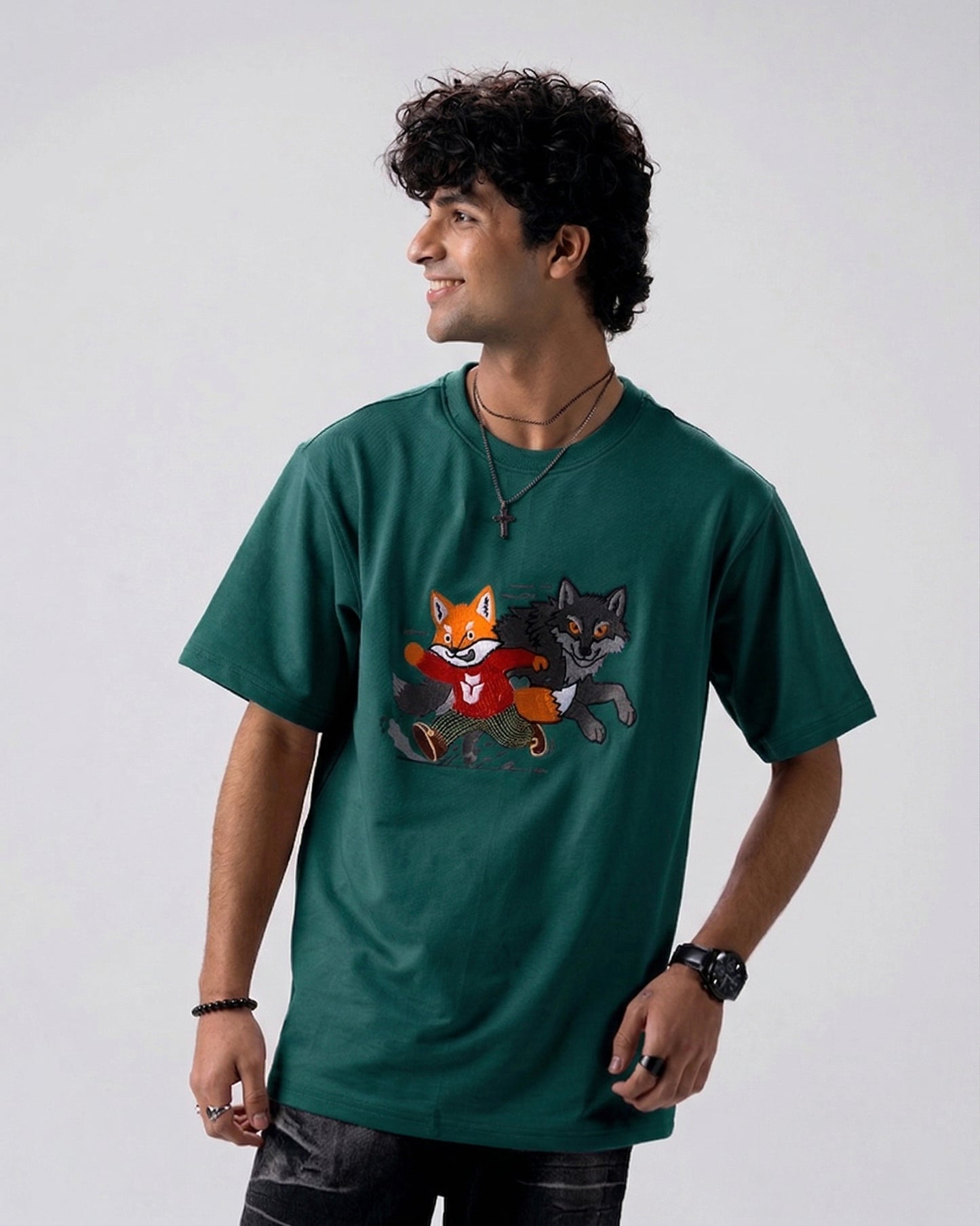 Sly Fox Embroidery T-Shirt — Green