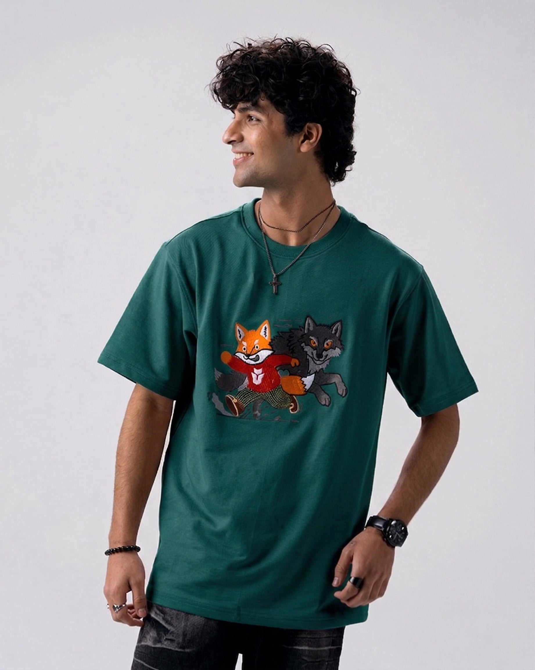 Sly Fox Embroidery T-Shirt — Green