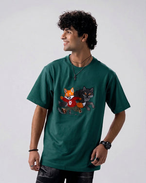 Sly Fox Embroidery T-Shirt — Green