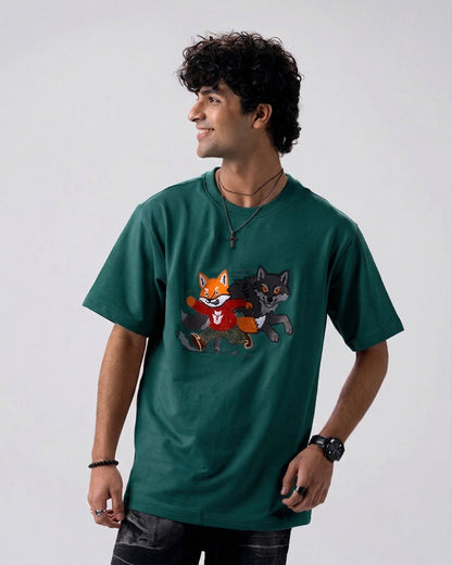 Sly Fox Embroidery T-Shirt — Green