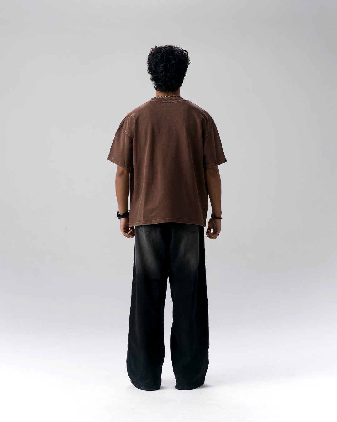 Haters Who Cares Acid Wash T-Shirt — Brown