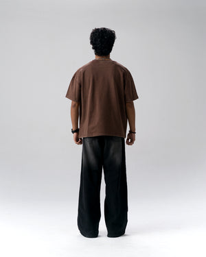 Haters Who Cares Acid Wash T-Shirt — Brown