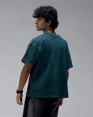 Haters Who Cares Acid Wash T-Shirt — Bottle Green