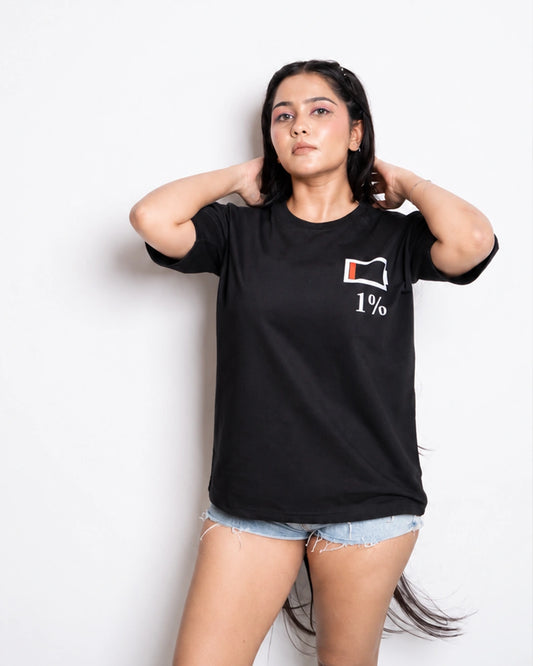 Low Battery Human Puff Print Tee — Acid Wash Black