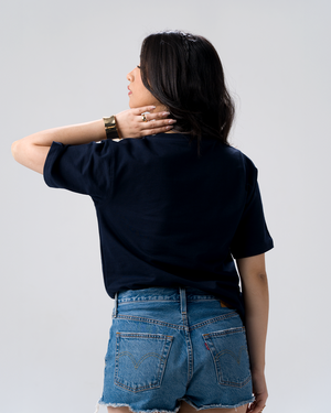Wild Bear Embroidery T-Shirt — Navy Blue