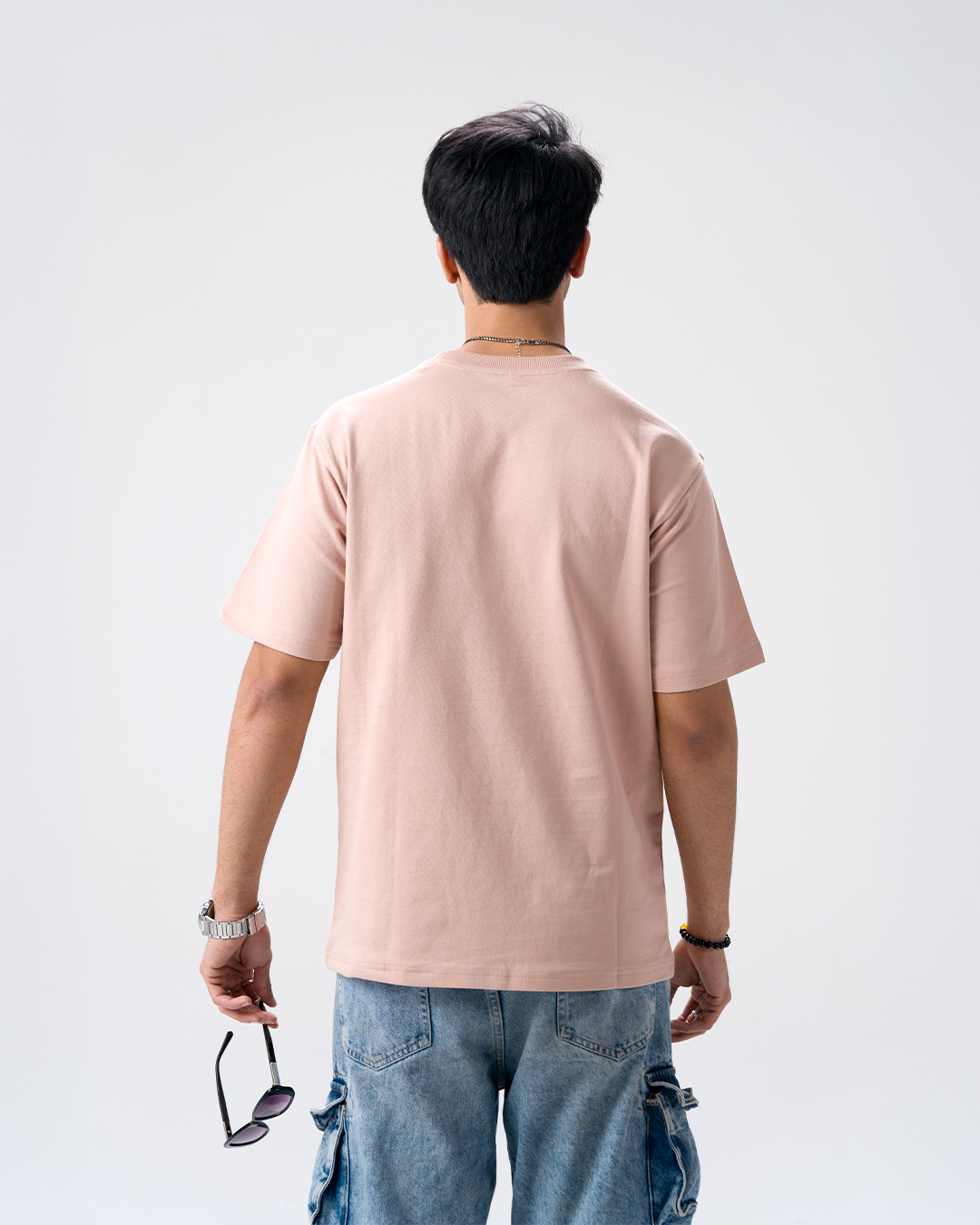 Wild Bear Embroidery T-Shirt — Peach