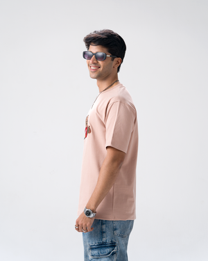 Wild Bear Embroidery T-Shirt — Peach